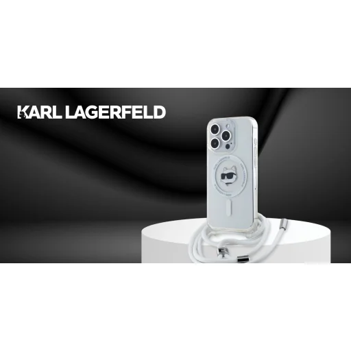  iPhone 13 / 14 / 15 átlátszó Karl Lagerfeld IML Choupette fej & zsinór MagSafe tok - 8