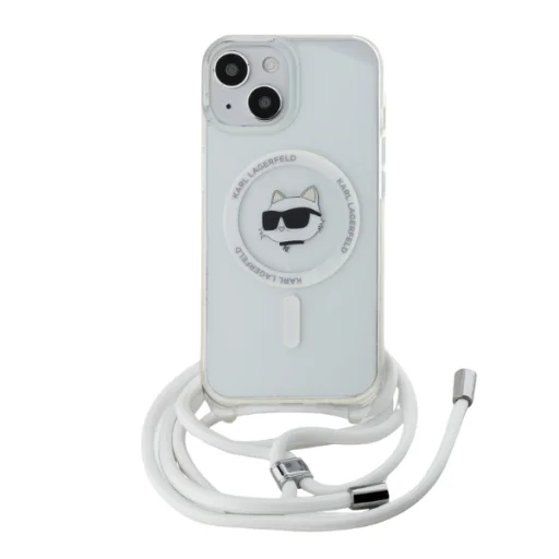  iPhone 13 / 14 / 15 átlátszó Karl Lagerfeld IML Choupette fej & zsinór MagSafe tok - 9
