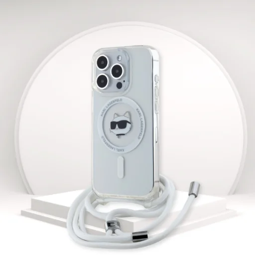  iPhone 13 / 14 / 15 átlátszó Karl Lagerfeld IML Choupette fej & zsinór MagSafe tok - 10