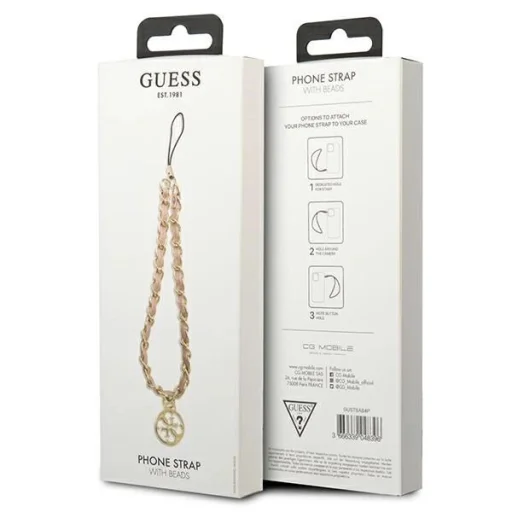 Guess (GUTSAS4P) Csuklópánt/nyakpánt mobiltelefonhoz, rózsaszín/rózsaszín lánc 4G charm - 4