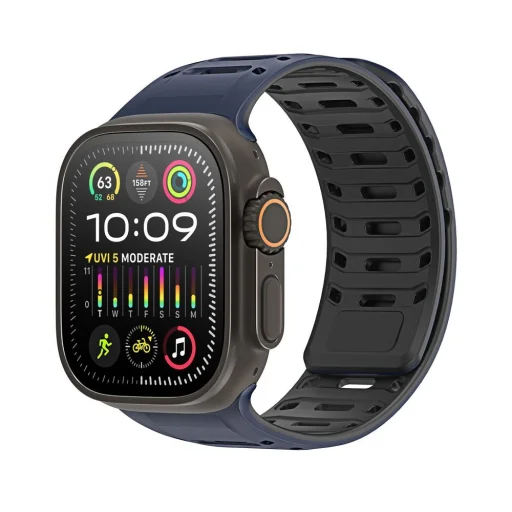 DUX DUCIS szíj CS mágneses szilikon Apple Watch 42/44/45/46/49mm kék-fekete - 1
