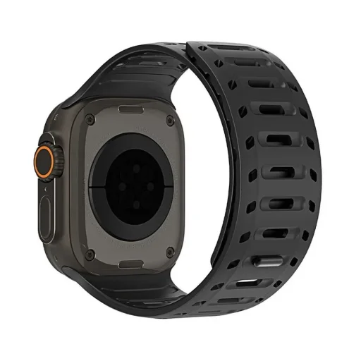 DUX DUCIS CS mágneses szilikon szíj Apple Watch 42/44/45/46/49mm fekete - 1