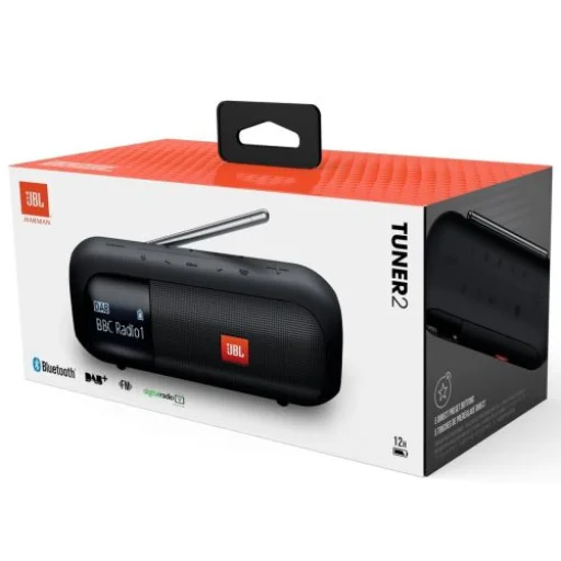 JBL Tuner 2 hordozható Bluetooth hangszóró FM/DAB/DAB+ fekete EU ( JBL-TNR2FM-BLK) - 5