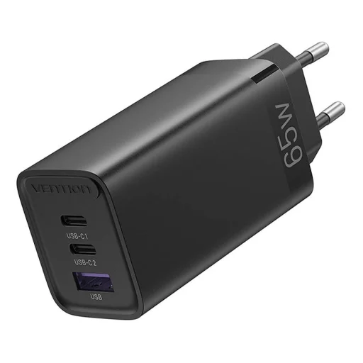  Fali töltő Vention FEDB0-EU 2xUSB-C 1xUSB-A 65W/30W/30W GaN (fekete) - 1