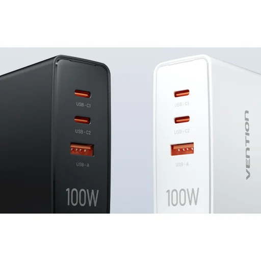 Vention FEGB0-EU hálózati töltő 2xUSB-C 1xUSB-A 100W/100W/30W GaN (fekete) - 4