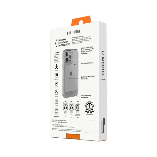 Ugly Rubber UMODEL tok iPhone 15 Pro 6,1" átlátszó rózsaszín tok - 6