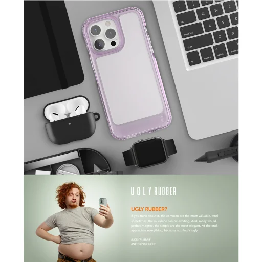 Ugly Rubber UMODEL tok iPhone 15 Pro 6,1" átlátszó rózsaszín tok - 10