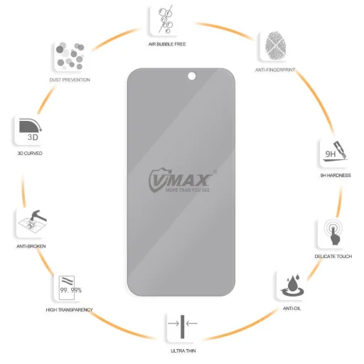 Vmax edzett üveg 0,33 mm 2,5D nagy tisztaságú adatvédelmi üveg Samsung Galaxy A54 5G üvegfólia - 6