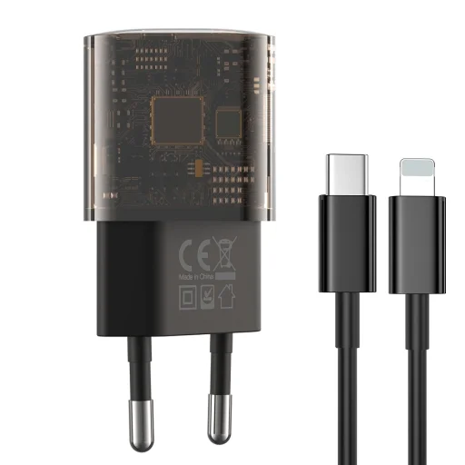 XO Clear fali töltő CE05 PD 30W QC 3.0 18W 1x USB 1x USB-C barna + USB-C - Lightning kábel - 1
