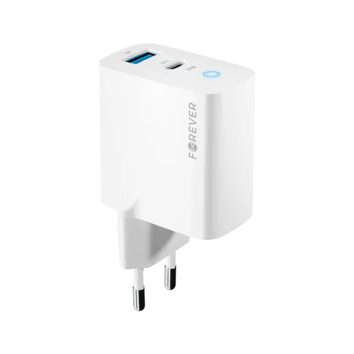 Forever TC-06-33AC GaN PD QC töltő 1x USB-C 1x USB 33W fehér - 5
