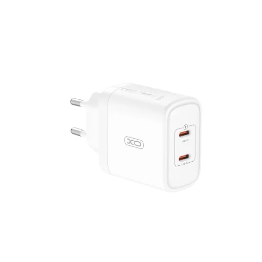 XO fali töltő CE08 PD 50W 2x USB-C fehér + USB-C - Lightning kábel - 2