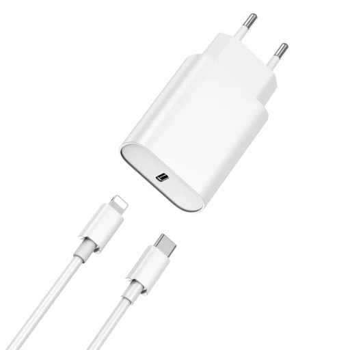 WIWU hálózati töltő Wi-U001 PD 20W 1x USB-C fehér + kábel USB-C - Lightning - 2