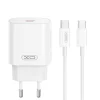 XO fali töltő CE25 PD 25W 1x USB-C fehér + kábel USB-C - USB-C, thumbnail