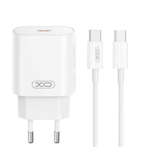 XO fali töltő CE25 PD 25W 1x USB-C fehér + kábel USB-C - USB-C, - 1