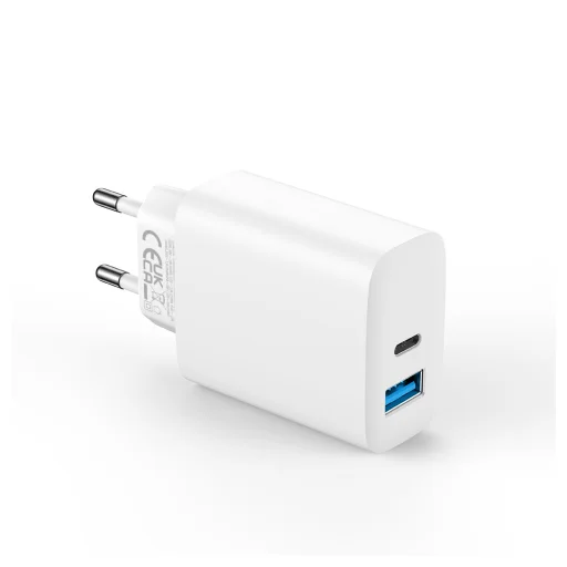 Forever TC-07-30AC PD QC töltő 1x USB-C 1x USB 30W fehér + USB-C - USB-C kábel 60W - 6