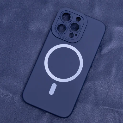 iPhone 14 Pro Szilikon MagSafe kompatibilis tok sötétkék - 3