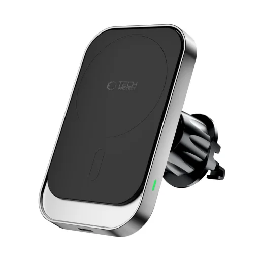 Tech-Protect MM15W-V9 Mágneses MagSafe Műszerfalra és Szellőzőre Rögzíthető Autós Tartó Vezeték Nélküli Töltő 15W Fekete - 6