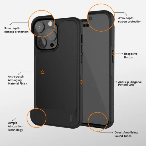 Ugly Rubber L tok iPhone 15 Pro Max 6,7" fekete tok - 16