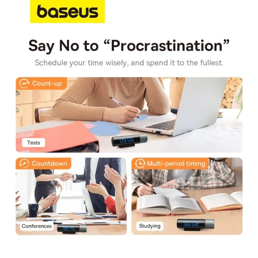 Baseus Heyo Series mágneses digitális visszaszámláló időzítő stopper funkcióval - fekete - 13