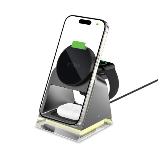 Tech-protect Qi15w-a43 3in1 Mágneses Magsafe Vezeték Nélküli Töltő Fekete - 2