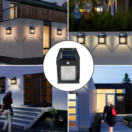 Napelemes LED kerti homlokzati lámpa RC-K-1536 fekete - 13