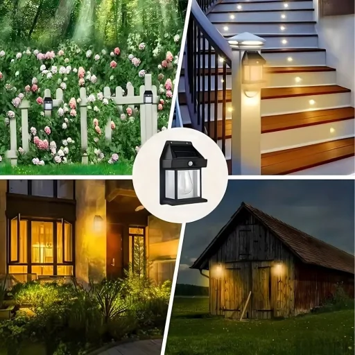 Napelemes LED kerti homlokzati lámpa RC-K-1536 fekete - 4