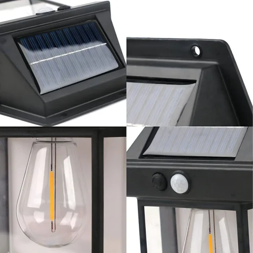 Napelemes LED kerti homlokzati lámpa RC-K-1536 fekete - 7