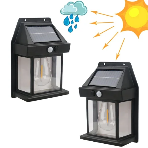 Napelemes LED kerti homlokzati lámpa RC-K-1536 fekete - 11