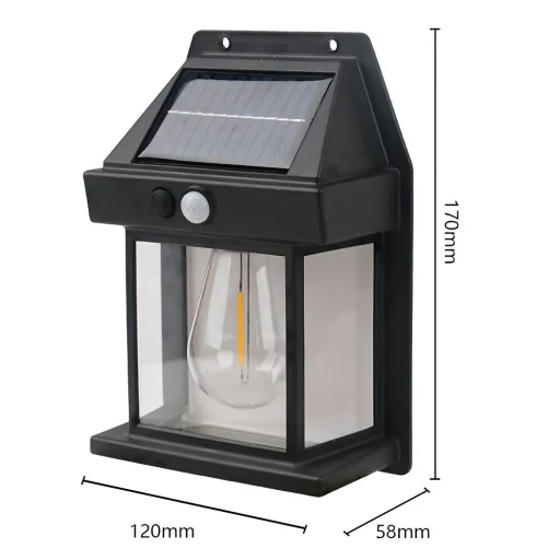 Napelemes LED kerti homlokzati lámpa RC-K-1536 fekete - 2