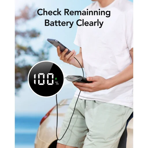 VEGER powerbank 25.000 mAh beépített Type C / Lightning kábelekkel PD 130W TCE130 (W2503) fekete - 11