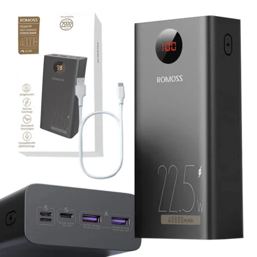 Romoss PEA40PF Powerbank, 40000mAh, 22.5W (fekete) - 3