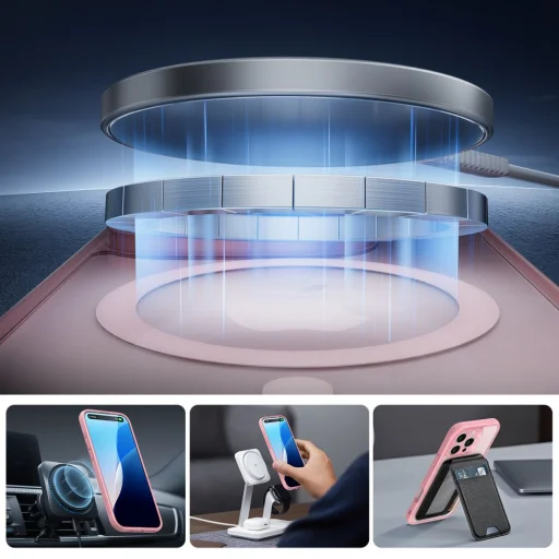  iPhone 16 Pro Max Frosted Pink ESR Classic Pro Set Halolock Magsafe tok - 3