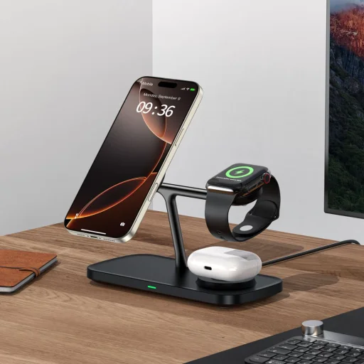 Tech-protect Qi15w-a45 3in1 Mágneses Magsafe Vezeték Nélküli Töltő Fekete - 6