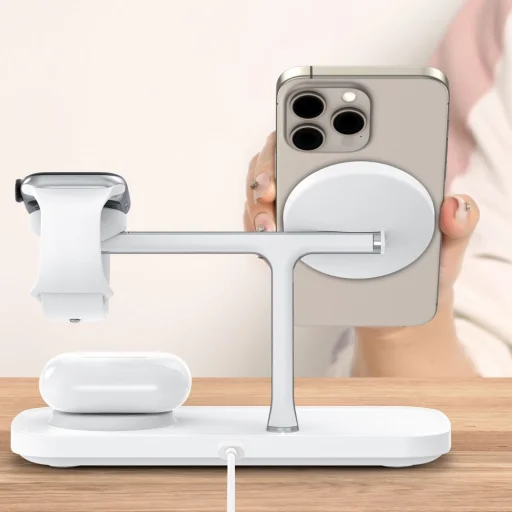 Tech-protect Qi15w-a45 3in1 Mágneses Magsafe Vezeték Nélküli Töltő Fehér - 7