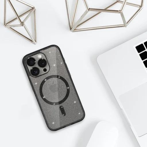 Iphone 17 Air Fekete Tiszta Glitter Magsafe Tok - 5