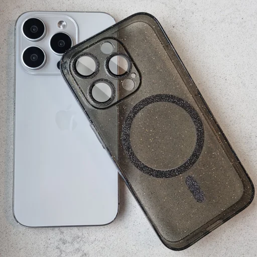 Iphone 17 Air Fekete Tiszta Glitter Magsafe Tok - 6