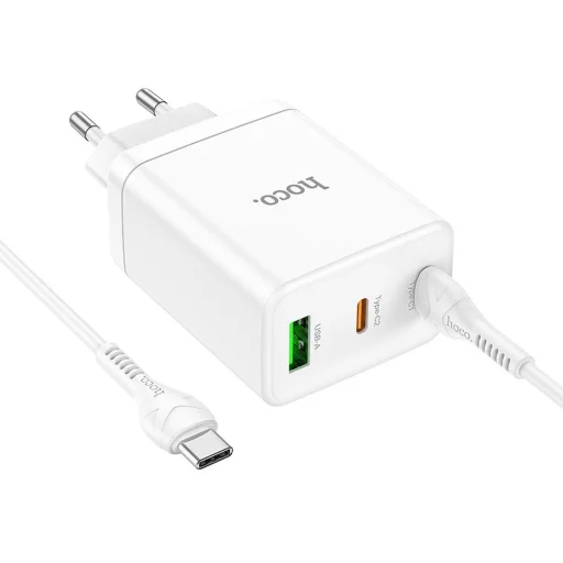 HOCO töltő 2 x Type C + USB A + kábel Type C to Type C PD QC3.0 3A 35W N33 fehér - 7