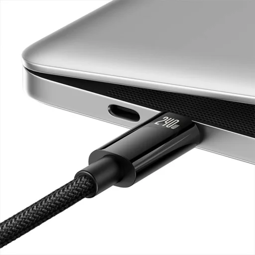 Baseus Tungsten Gold USB-C - USB-C gyors töltő adatkábel, 240W, 2m (fekete) - 5