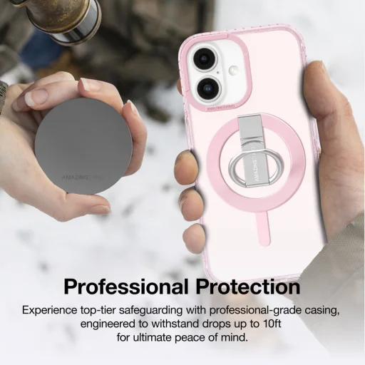 Amazing Thing Titan Pro Mag Ring Grip tok 10FT IP166.7TRPK iPhone 16 Plus pink - 9