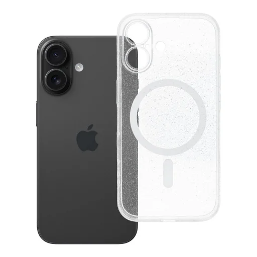 Puzdro CLEAR MAG COVER s ochranou fotoaparátu, kompatibilné s MagSafe pre IPHONE 16, transparentné trblietavé - 4