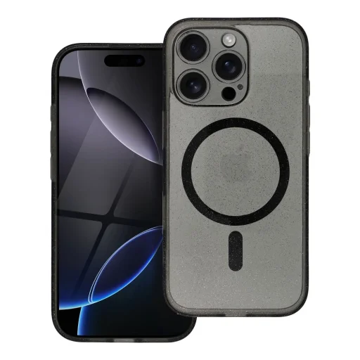 CLEAR MAG COVER tok kameravédelemmel kompatibilis MagSafe technológiával iPhone 16 Pro Max fekete csillámos - 2