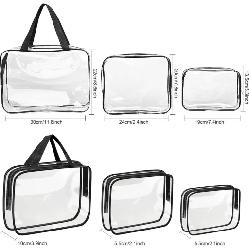 Utazó kozmetikai táska szett 3 db RC-K-1083 átlátszó - 6