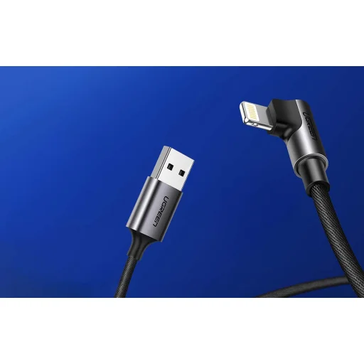 UGREEN US299 USB Lightning hajlított kábel, MFi, 1m (fekete) kábel - 2