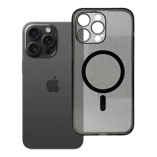 Puzdro CLEAR MAG COVER s ochranou fotoaparátu, kompatibilné s technológiou MagSafe, čierne trblietavé puzdro na iPhone 14 Pro Max - 4