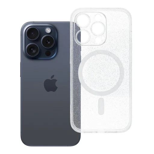 Puzdro CLEAR MAG COVER s ochranou fotoaparátu a MagSafe kompatibilitou pre IPHONE 14 PRO, priehľadné s trblietkami - 4