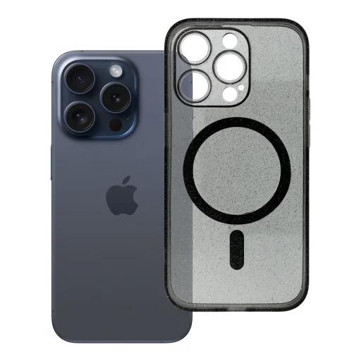 CLEAR MAG COVER tok kameravédelemmel MagSafe kompatibilis IPHONE 14 PRO-hoz fekete csillámos - 4