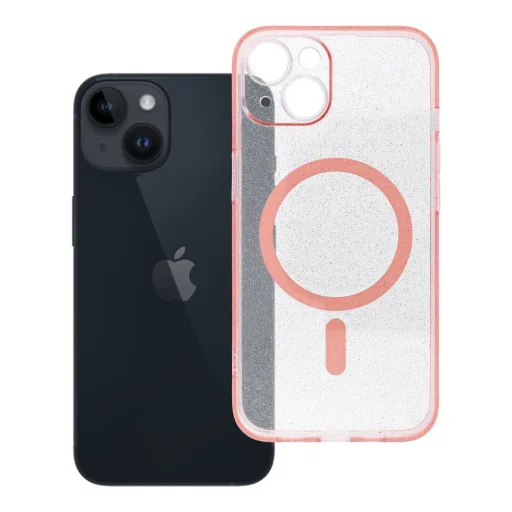 CLEAR MAG COVER puzdro s ochranou fotoaparátu kompatibilné s technológiou MagSafe pre IPHONE 14 ružové trblietky - 4