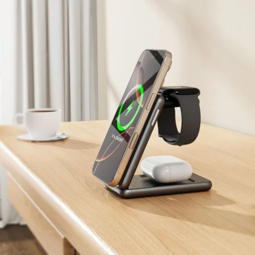 TECH-PROTECT QI15W-A42 3AZ1-BEN MÁGNESES MAGSAFE VEZETÉK NÉLKÜLI TÖLTŐ SIVATAG ARANY töltőállomás - 6