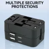 Wozinsky WUTWC utazó adapter univerzális 24W EU / US / AUS / UK / 2x USB-A - fekete - 7