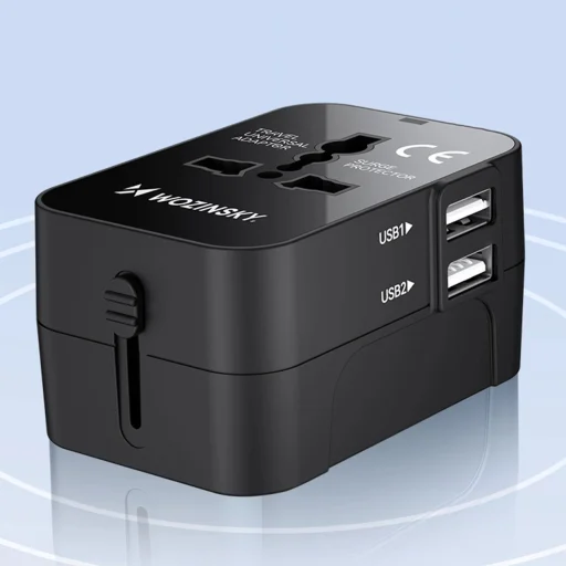 Wozinsky WUTWC utazó adapter univerzális 24W EU / US / AUS / UK / 2x USB-A - fekete - 14